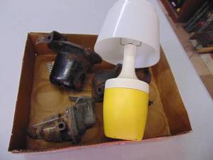 lot 5334 image: Horn, Brass Carburetor, and More