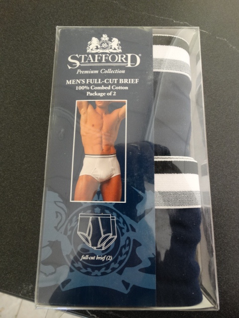 Stafford Mens full cut briefs- 2 pairs- new in package, Auction Ict  Wichita North Warehouse Auction- Furniture/ Tools/ Household!
