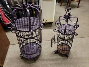 lot 2556 image: Cool Pair of Metal Bird Cages