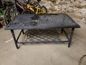 lot 2586 image: Black Metal Outdoor Coffee Table