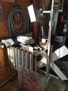 lot 5881 image: Heat Light With Various Metal Working Tools and Table