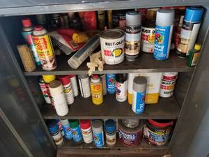 lot 5888 image: Cabinet With Spray Paint