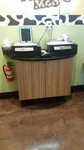 lot 1 image: Wall Mounted Cabinet with Granite Counter Top