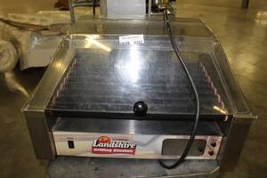 lot 4382 image: Commercial Electric 30 Hot Dog Roller Grill Cooker Machine 1200-Watt w Cover