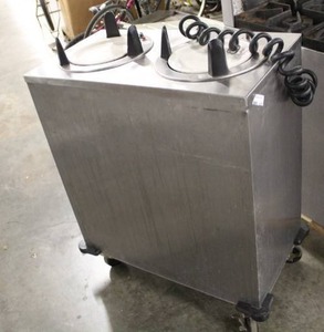 lot 4333 image: Enclosed Mobile Design Dispenser Plate w 4 Casters