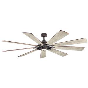 lot 2198 image: Kichler Gentry XL 85 9 Blade Indoor  Outdoor DC Motor Ceiling Fan with Blades, LED Light Kit and Wall Control
