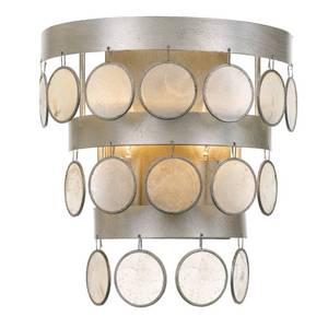 lot 2223 image: Crystorama Lighting Group Coco 2 Light 10-34 High Wall Sconce with Draped Capiz Shell Accents