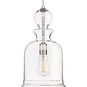 lot 2236 image: Progress Lighting Staunton Single Light 9 Mini Pendant with Clear Glass (Finish Brushed Nickel)