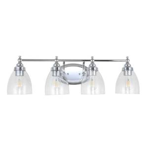 lot 2245 image: JONATHAN Y Lighting JYL Marais 4 Light 30 Wide LED Bathroom Vanity Light - MISSING 1 glass shade