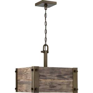 lot 2246 image: Nuvo Lighting Winchester 4 Light 15 Wide Pendant with an Aged Wood Shade