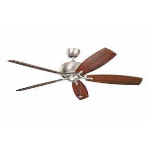 lot 2250 image: Miseno 60 Indoor Ceiling Fan - Includes 5 Wood Blades and 4 Downrod