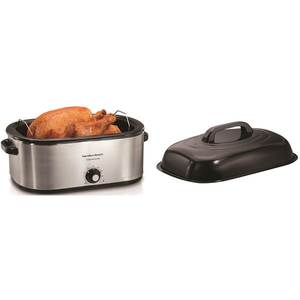 lot 15008 image: Hamilton Beach 28 lb Turkey Roaster Oven, Stainless Steel