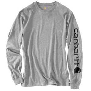 lot 15020 image: Carhartt Mens Long Sleeve Graphic Logo T-Shirt Heather Gray 3XL
