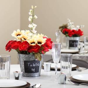 lot 15035 image: Qty of 6-Elegant Expressions by Hosley Metal Pail With Chalkboard