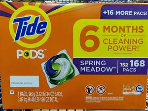 lot 15036 image: Tide PODS Liquid Laundry Detergent Pacs, Spring Meadow, 152 count
