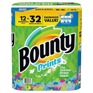lot 15063 image: Bounty Select-A-Size Paper Towels, Print, 12 Enormous Rolls  32 Regular Rolls