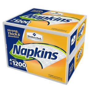 lot 15064 image: Members Mark 1-Ply Everyday White Napkins 11.4 x 12.5 (200pk, 6pk. per ct.)