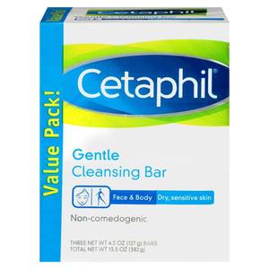 lot 17261 image: Cetaphil Gentle Cleansing Bar, 4.5 oz, 3 count