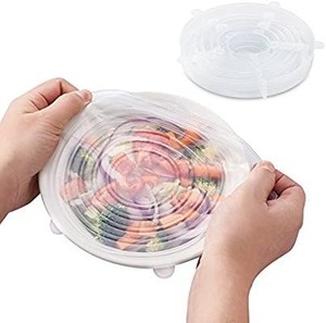 lot 17393 image: Silicone Stretch Lids, 6-Pack Various Sizes Cover for Bowl