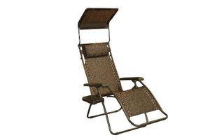 lot 49 image: Bliss Hammocks Zero Gravity Chair with Canopy and Pillow Brown Jacquard