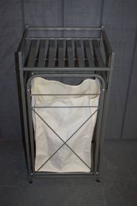 lot 62 image: Bath Basics Tilt Out Hamper with Shelf