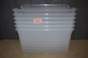 lot 73 image: 6 Sterlite Clearview Latch Totes with NO Lids 66 Quart
