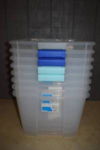 lot 74 image: 8 Room Essentials Latch Box Totes with NO Lids