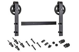 lot 4 image: National Hardware Sliding Barn Door Kit Spoke Wheel Oil Rubbed Bronze