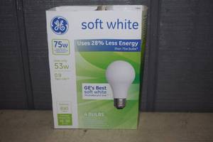 lot 287 image: 44 GE Soft White Light Bulbs 75 Watt