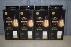 lot 352 image: 4 GE Edison Style LED Vintage Style Light Bulbs 25 Watt