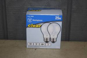 lot 424 image: 48 Westinghouse Clear Light Bulbs 25 Watt