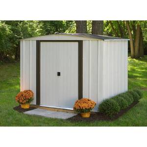 lot 3047 image: 2-Tone Eggshell and Coffee Galvanized Metal Shed Frame Kit