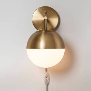 lot 3050 image: Glass Globe Sconce Wall Light Brass