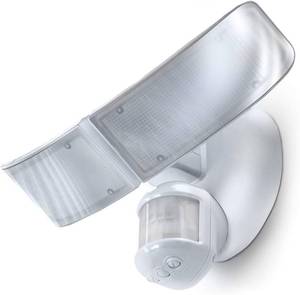 lot 3107 image: Home Zone 3 LED Outdoor Flood Security Light with Motion Sensor, 2500 Lumens, 35 Watts, White