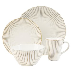 lot 3134 image: Sango Portura 16 Piece Dinnerware Set, White
