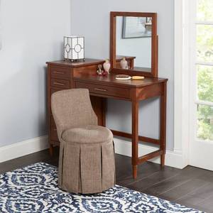 lot 3148 image: Cheyenne Products Sullivan Skirted Swivel Vanity Chair with Back Tan - Silverwood