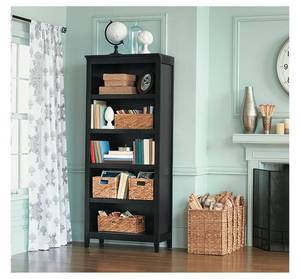 lot 3153 image: 72 Carson 5 Shelf Bookcase, Ebony - Threshold