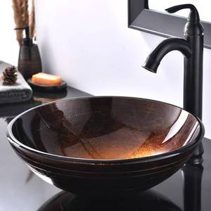 lot 3063 image: NEW HOTIS BWY009 16.5X16.5 MODERN ROUND TEMPERED GLASS VESSEL SINK