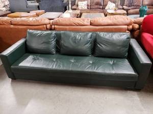 lot 1013 image: Forrest Green Leather Sofa