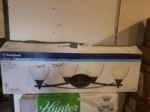 lot 1060 image: Westinghouse Elvaston 4-Light Oil Rubbed Bronze Wall Mount Bath Light