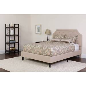 lot 1134 image: Flash Furniture Brighton Tufted Upholstered King Size Platform Bed in Beige Fabric