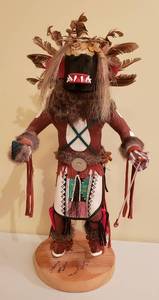 lot 4153 image: Native American Chaveyo Ogre Kachina Doll by Robert Begay - 2 ft. tall