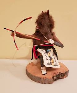 lot 4161 image: Native American Wolf Kachina Doll by B.B. Platero - 9 12 in. tall