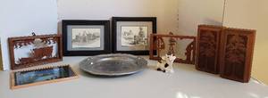 lot 4176 image: Lot of Home Decor - Wood items, Metal Plate and Other Items