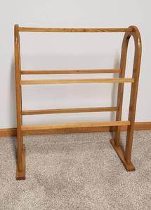 lot 4188 image: Small Wooden Quilt Rack - 24 in. x 12 in. x 29 12 in.