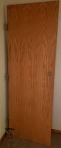 lot 4206 image: Interior Oak Veneer Hollow Core Door with Hinges (28 in. x 80 12 in.)