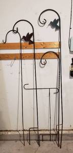 lot 4211 image: Lot of 4 Shepherds Hooks and Outdoor Flag Holder - up to 72 in. tall