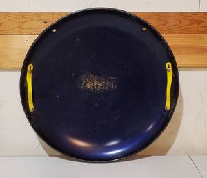 lot 4217 image: Vintage Metal Snow Disk with Handles - 26 in. diameter - needs a pull rope