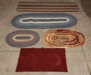 lot 4243 image: Lot of 5 Small Area Rugs - 3 Braided  2 Rubber backed