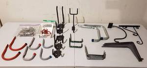 lot 4245 image: Lot of Wall Mounted Hooks for Tools, Pegboard Hooks and Shelf Brackets